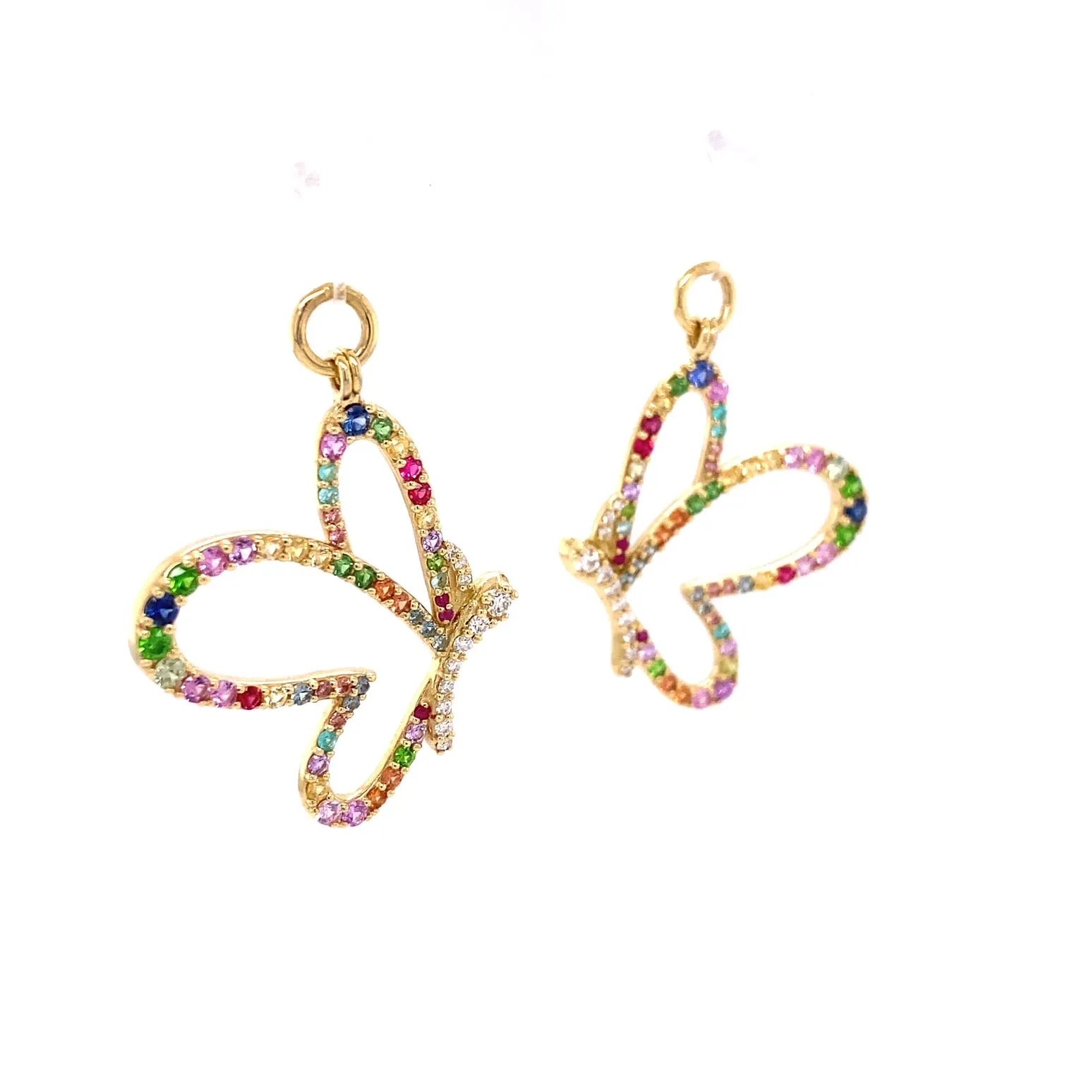 18k Yellow Gold Multi-Colored Butterfly Jackets