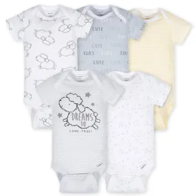 5-Pack Baby Neutral Lamb Short Sleeve Onesies® Bodysuits