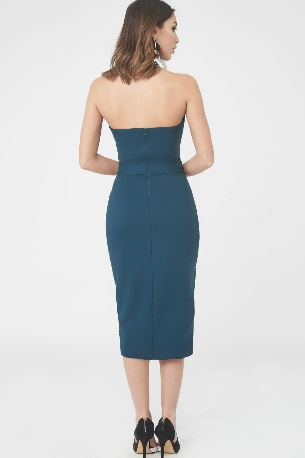 Asymmetric Tie Waist Midi Dress