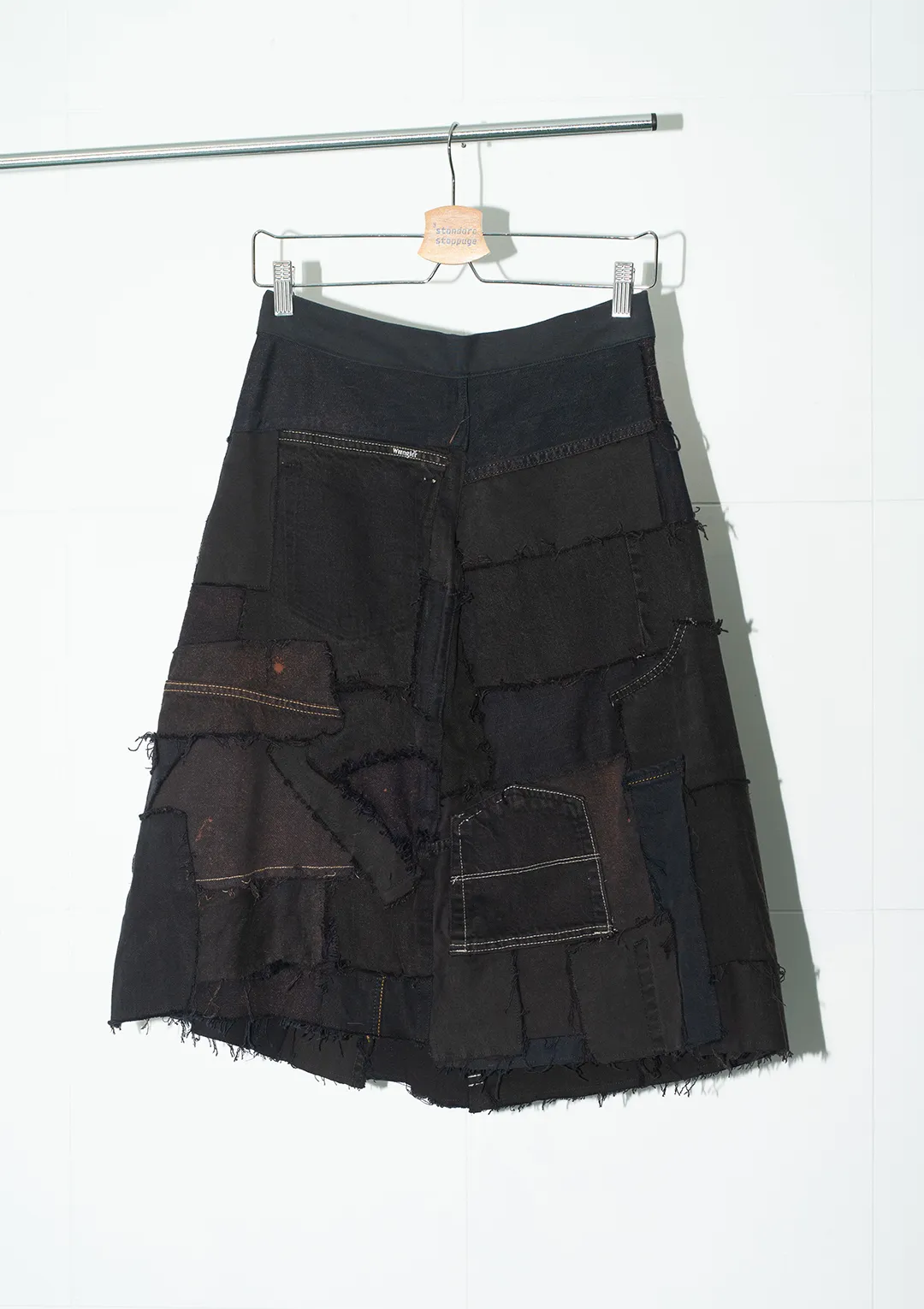 Black Patchwork Jean Skirt