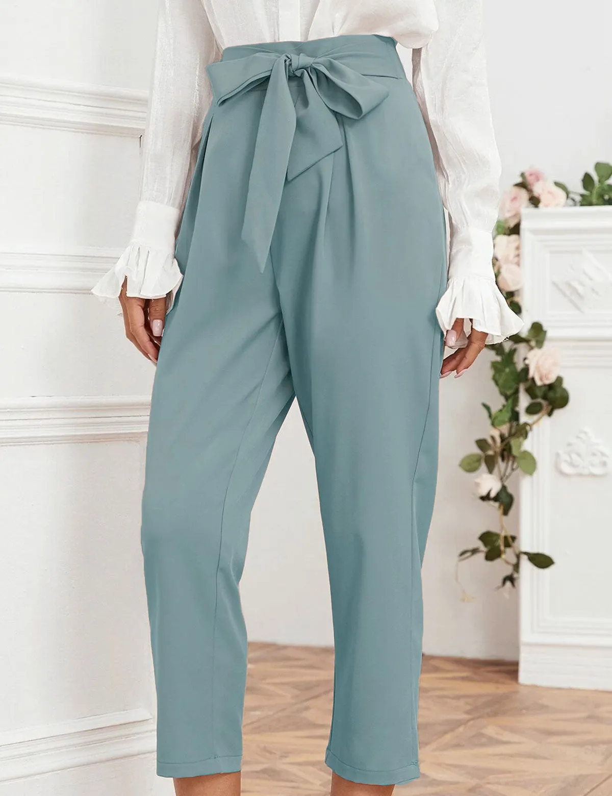 Bow-tie Pants - Teal Blue