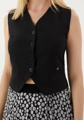 Classic Button-Up Vest with Pocket Detail