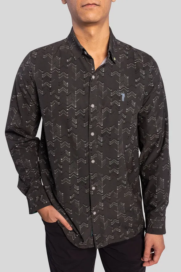 Club Herringbone Men's Long Sleeve Button Down