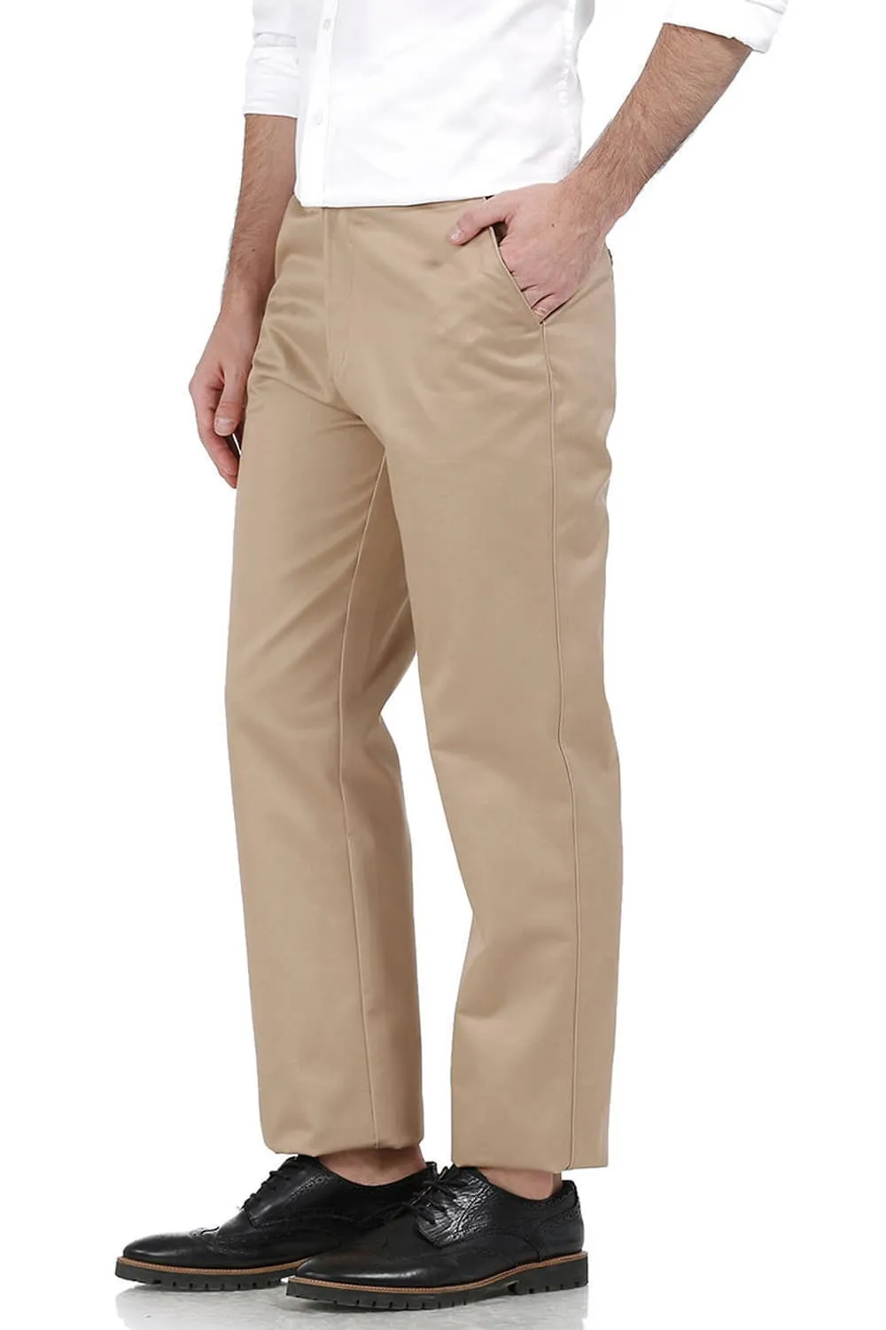 Comfort Fit Satin Weave Poly Cotton Trousers