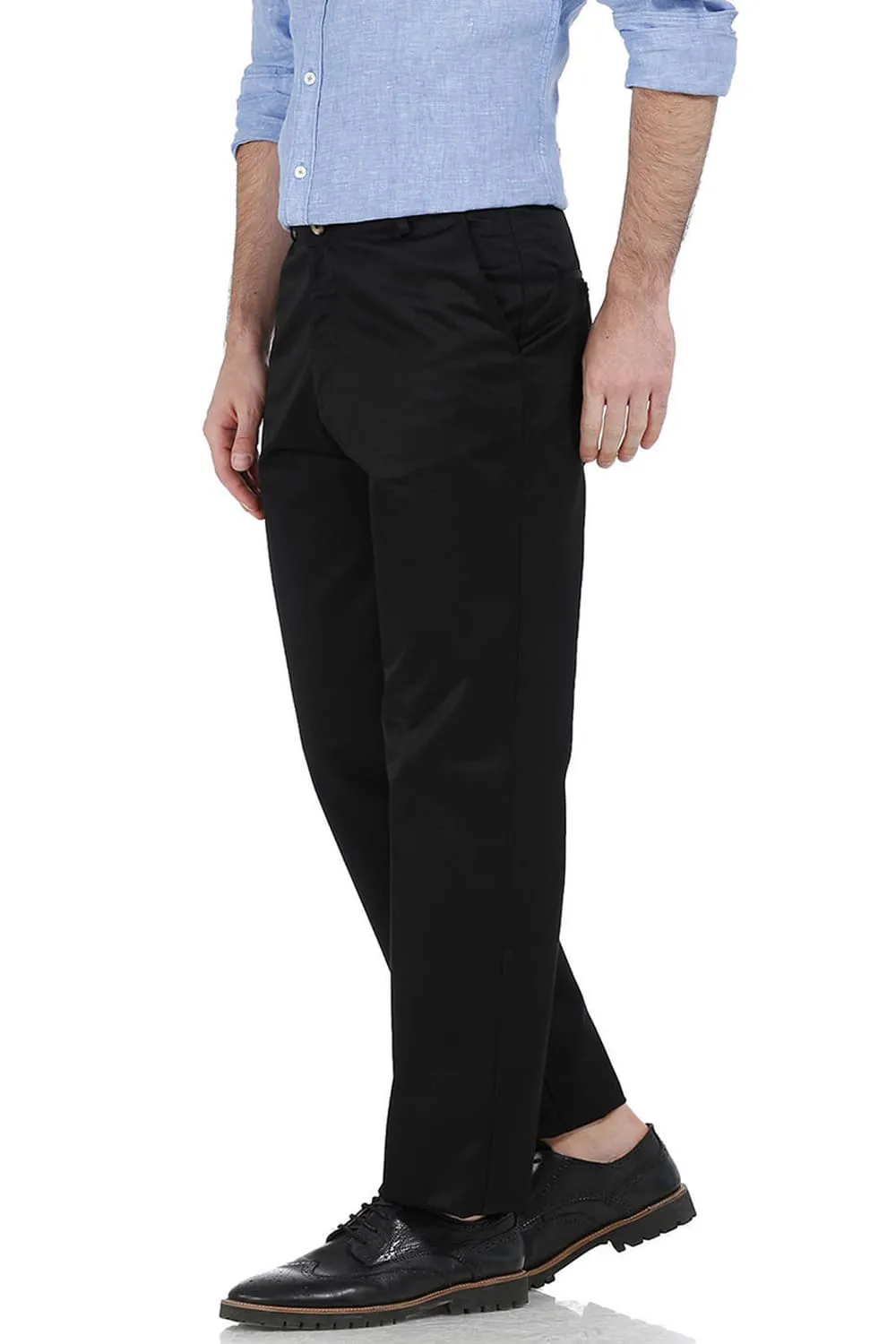 Comfort Fit Satin Weave Poly Cotton Trousers