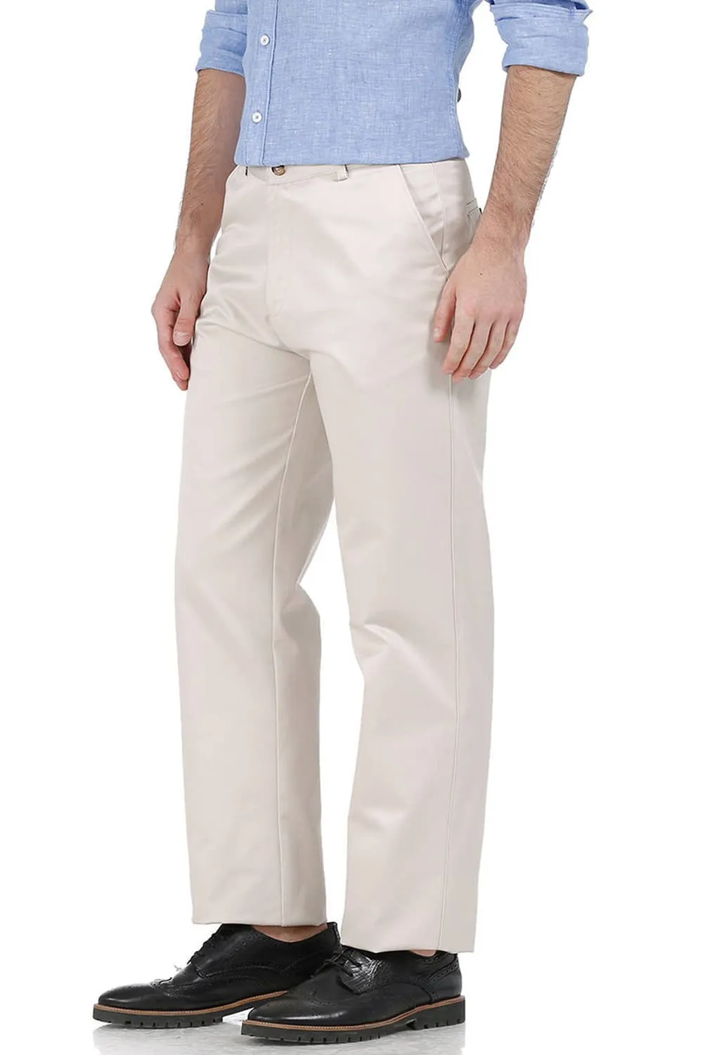 Comfort Fit Satin Weave Poly Cotton Trousers