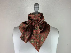 CR Red and Tan Paisley Silk Scarf