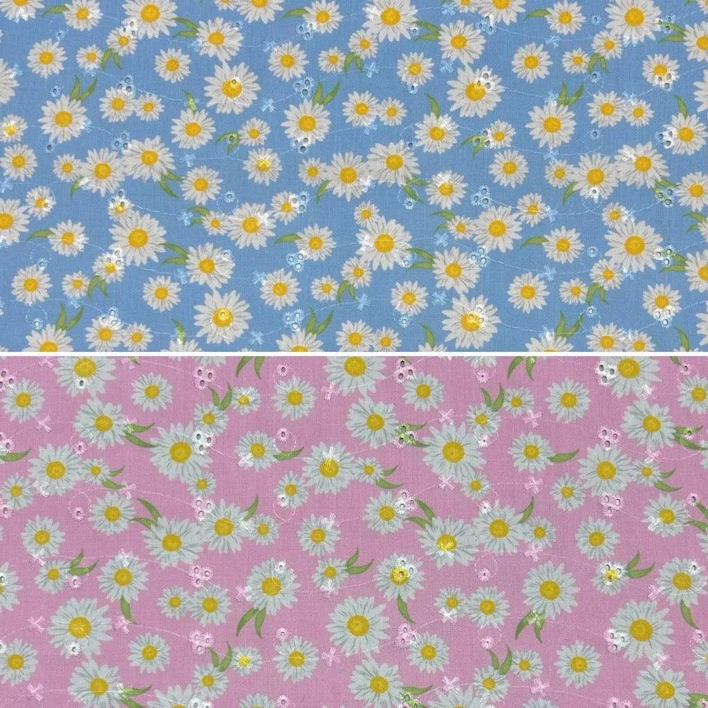 Daisies Broderie Anglaise Polycotton Fabric