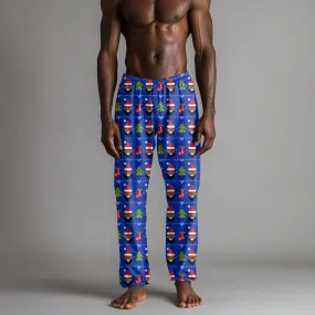 Digital Black Santa Men's Coral Fleece Pajama Pants