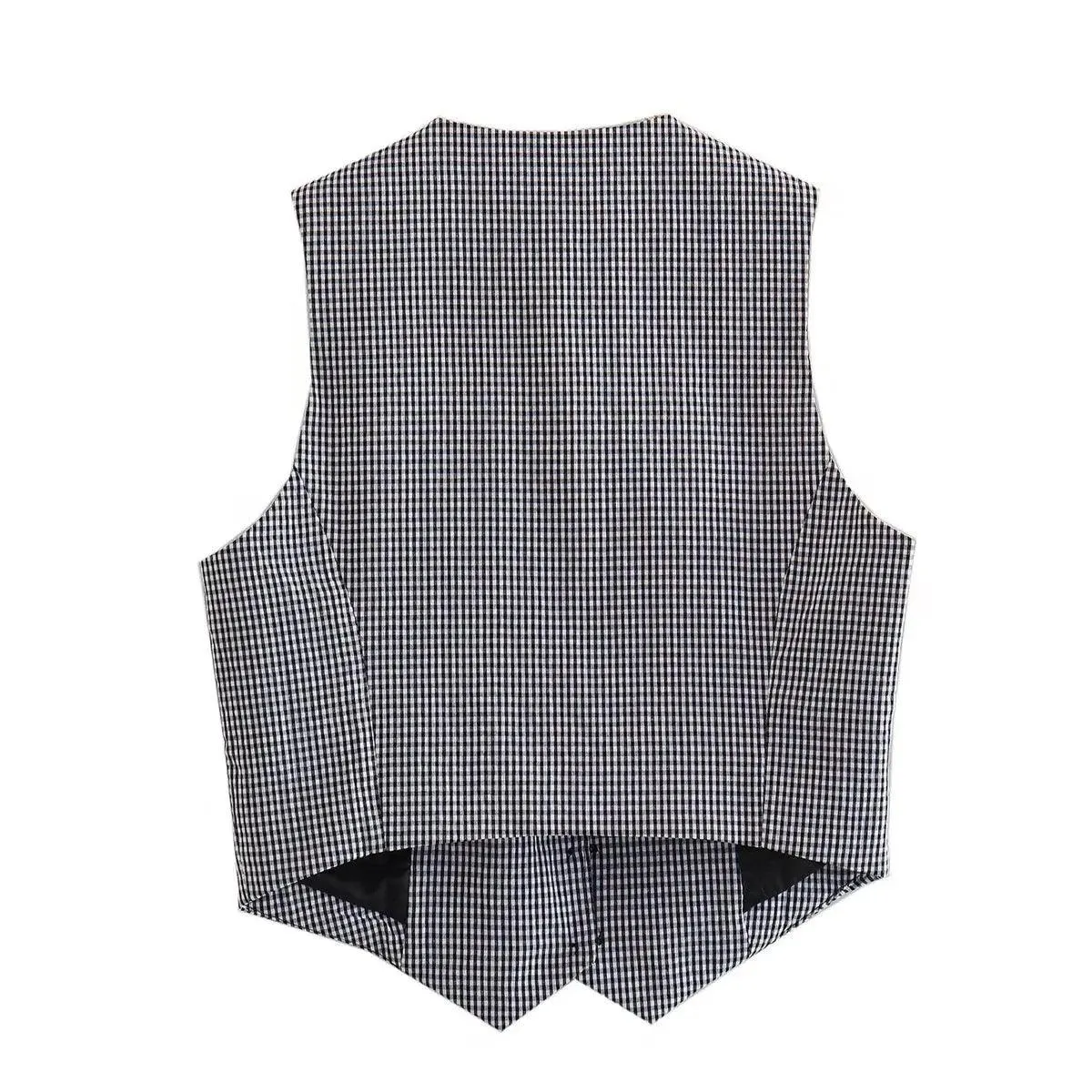 Gingham Print Statement Vest Tops