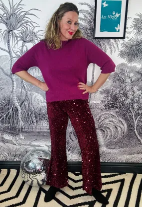 Giselle Velvet Sequin Flare Trousers