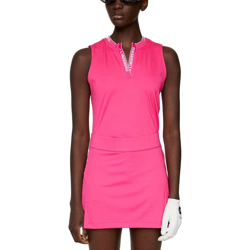 J.Lindeberg Women's Leya Sleeveless Golf Polo Shirt - Pink Peacock