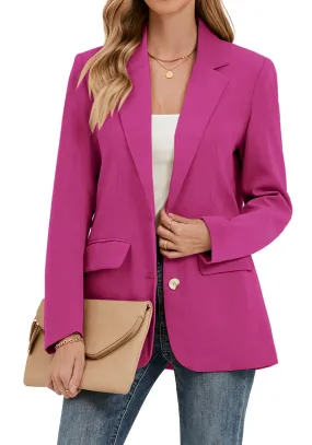 Lilac Rose Women's Classic Twill Loose Fit Business Casual Blazer