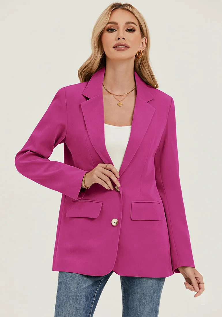 Lilac Rose Women's Classic Twill Loose Fit Business Casual Blazer