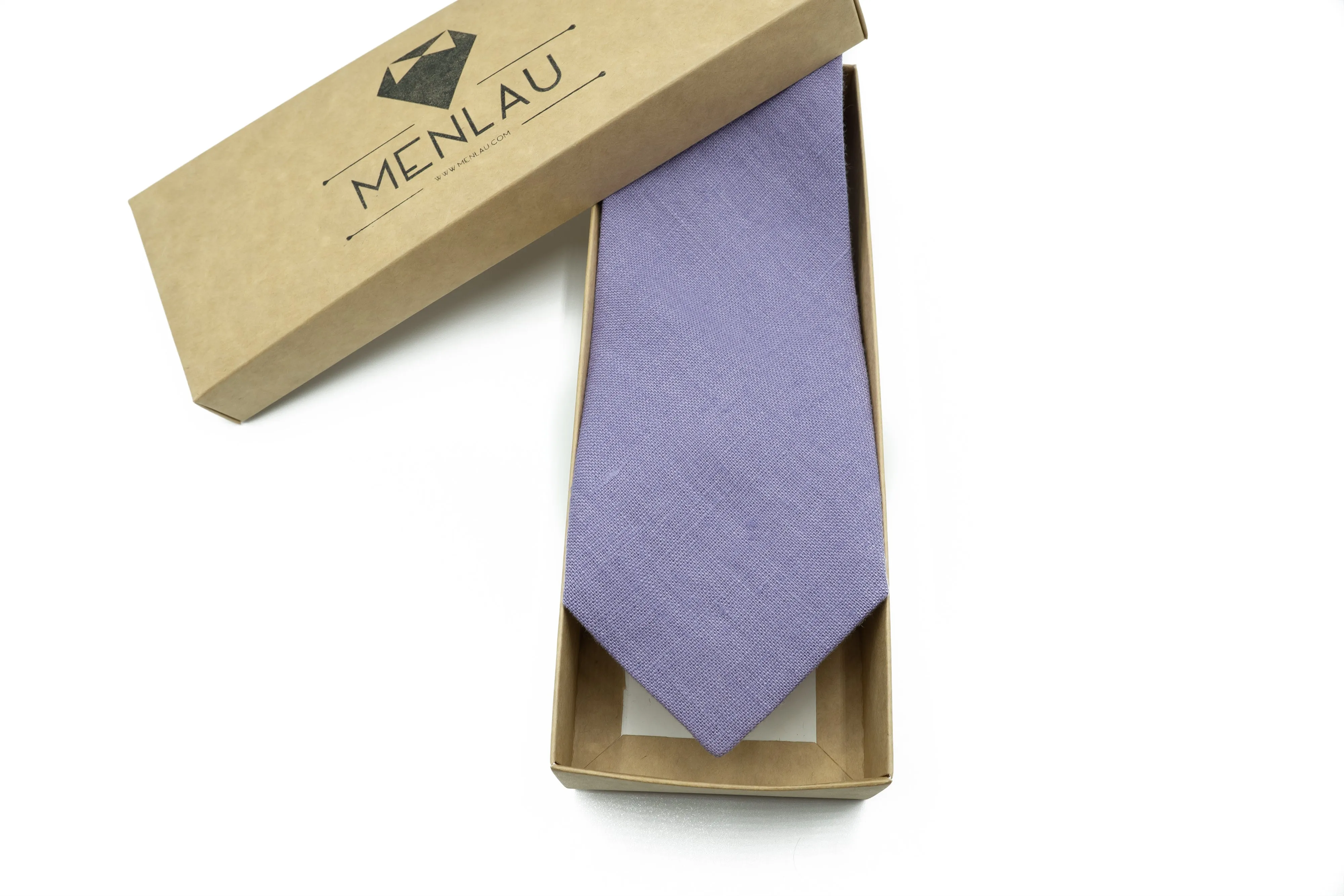 Menlau Elegant Linen Lavender Necktie - Perfect for Weddings and Formal Events