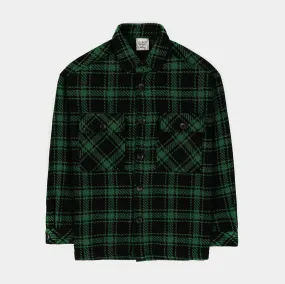 Plaid Oversized Shacket Mens Jacket (Green/Black)