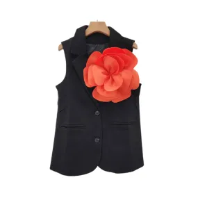 Pre Order:  Solid Waistcoat Patchwork Flower Sleeveless Vest