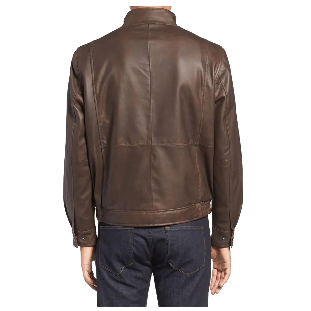 Slim Fit Brown Moto Jacket