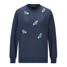 Sweatshirt - navy SW2101/NY with embroidered butterflies