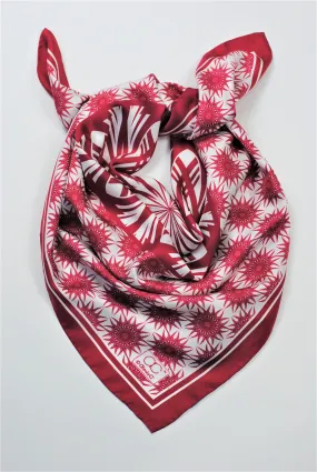 WISDOM Mandala 100% Silk Square Scarf in Burgundy White