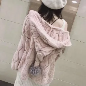 Women's Hat Knitted Cardigan Jacket Sweatshirt